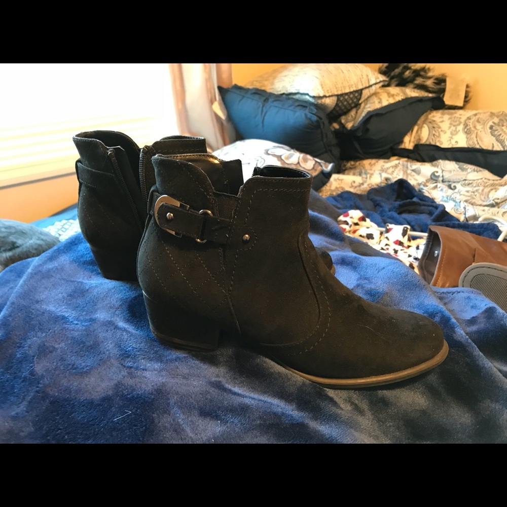 Black suede booties